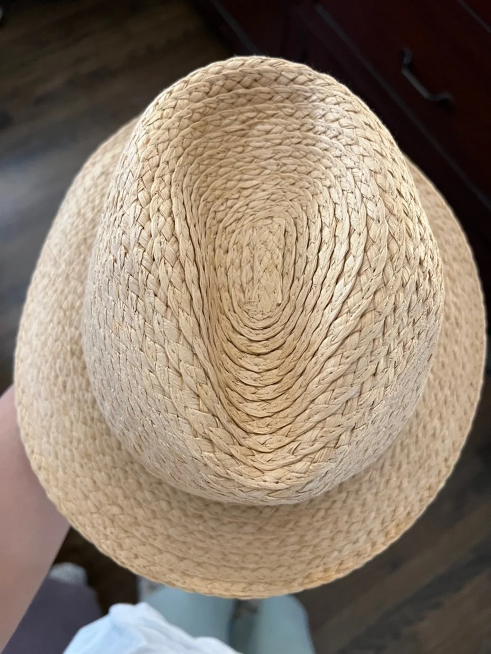 H&M Kids Straw Trilby Hat in Tan with Black Band